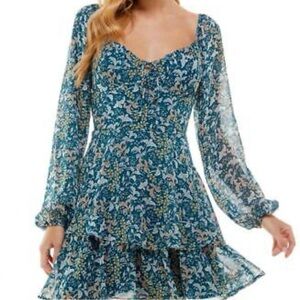 City Studio BoHo Layered Lined Bue Dress Size 0